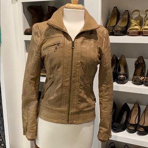 Guess Faux Leather Camel Tan Motto Jacket Medium